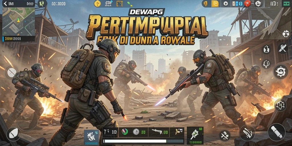 Tampilan seru gameplay DEWAPG dalam pertempuran Battle Royale