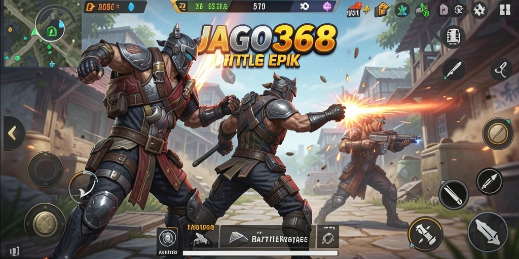 Screenshot permainan JAGO368 menampilkan aksi Battle Royale yang mendebarkan.