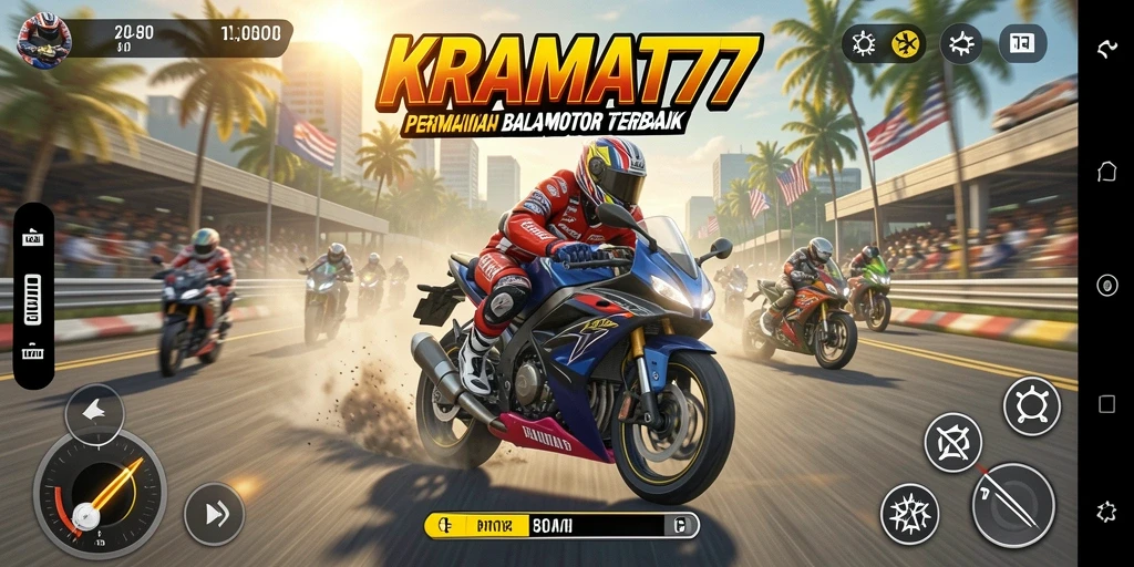 Gameplay balap motor yang menegangkan di KRAMAT77.