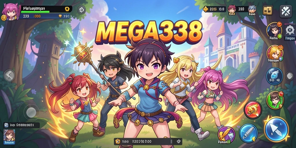 Screenshot utama MEGA338 menampilkan aksi seru dari gameplay Anime.