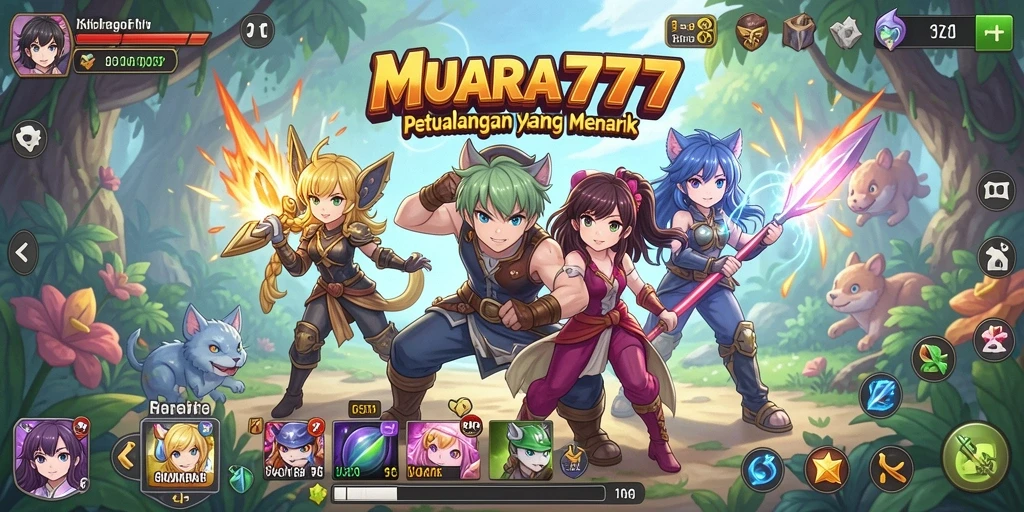 Tampilan gameplay MUARA777 yang menarik dengan karakter anime yang penuh warna.