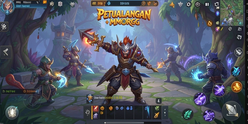 Screenshot gameplay RP8 yang menampilkan pertarungan epik dalam dunia MMORPG.