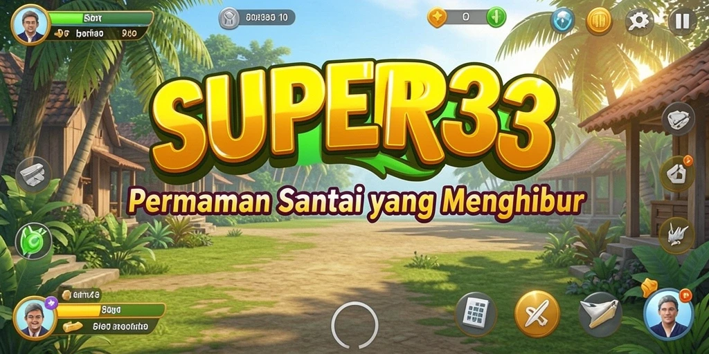 Tampilan gameplay SUPER33 yang menarik dan penuh warna.